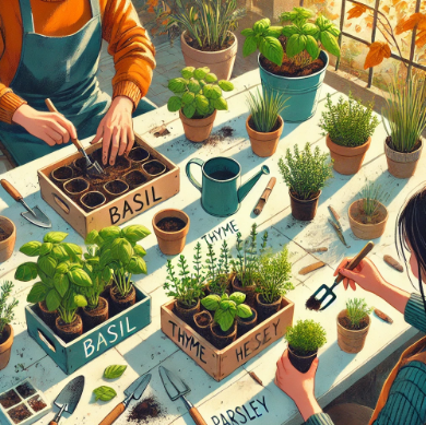 planting herbs by beginners